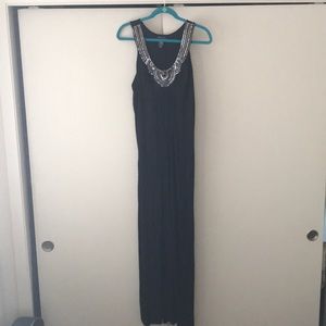 Black Maxi Dress with Bronze Silver Detail